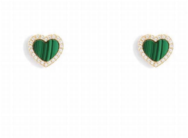Apm Monaco Malachite Heart Stud Earrings, Fashionable And Minimalist Design Jewe