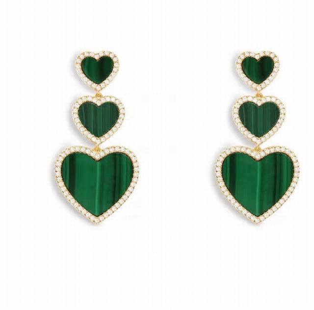 Apm. Monaco Malachite Heart-Shaped Earrings, Exquisite Earring Set, Birthday Gif