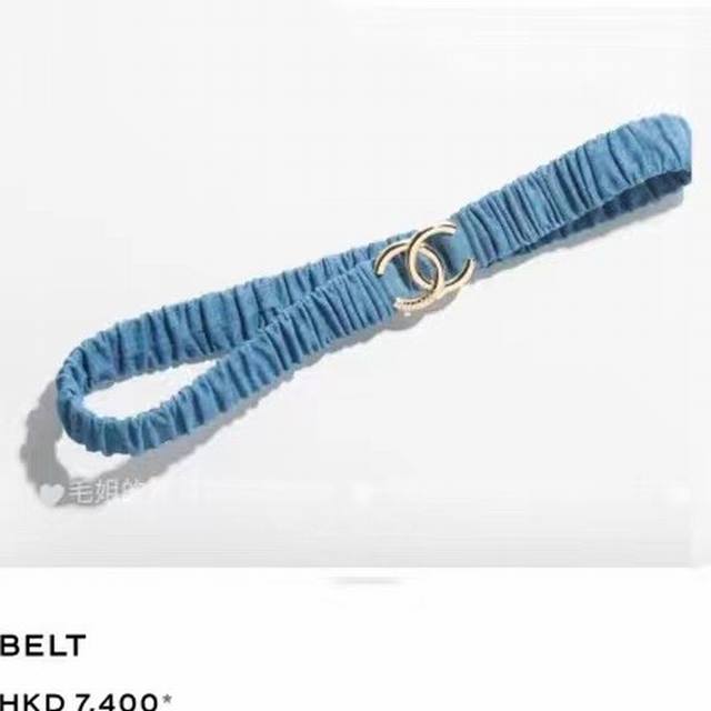 Chanel 25 Best-Selling Denim-Colored Elastic Waistband Double C Letter Design. A