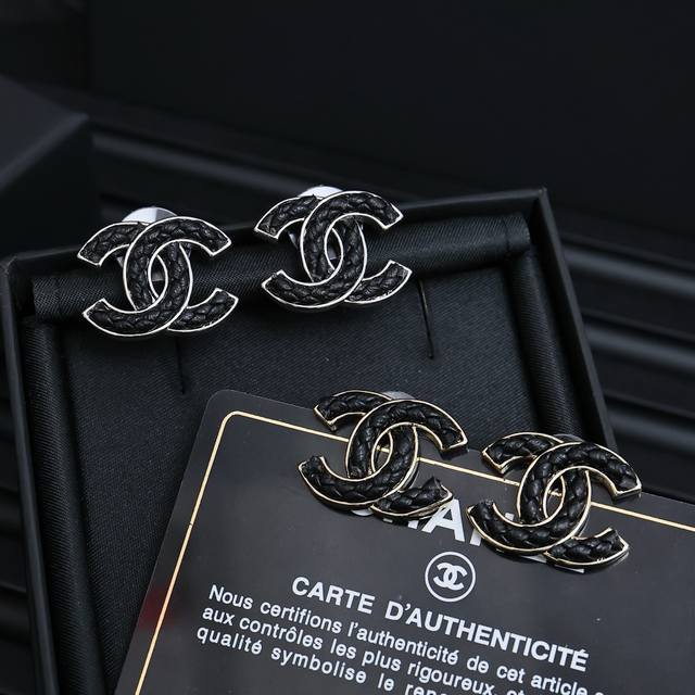 Large Double C Lambskin Woven Earrings Classic Lambskin Double C Design Evokes T