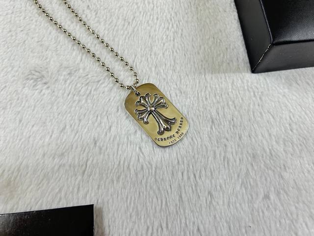 Chrome Herats Square Plaque Cross Necklace Length: 60Cm