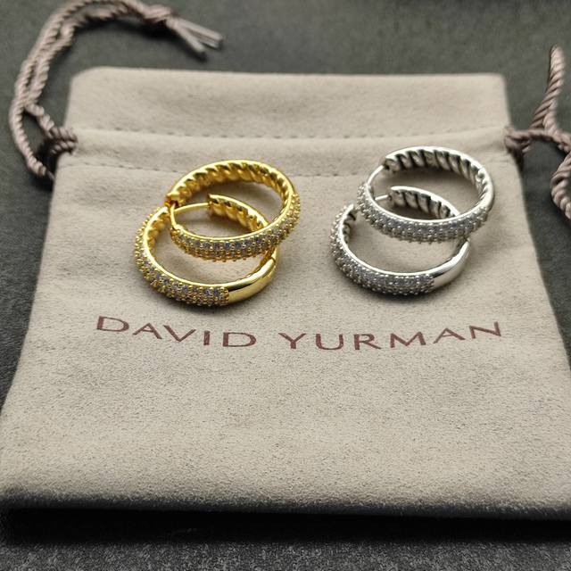 New Arrival. David Yurman Half-Diamond Stud Earrings, Size: 25.4 X 4.8 Mm, Model