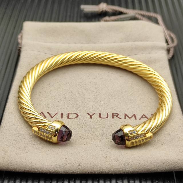 David Yurman 7Mm Gold 5-Row Diamond Bracelet. Purple Diamonds. Recommended For W