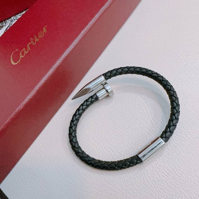 Cartier Bracelet And Cuff In V-Gold Calfskin Leather Series. Perfect Condition,