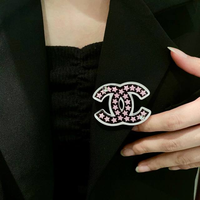 Chanel Star-Painted Double C Brooch