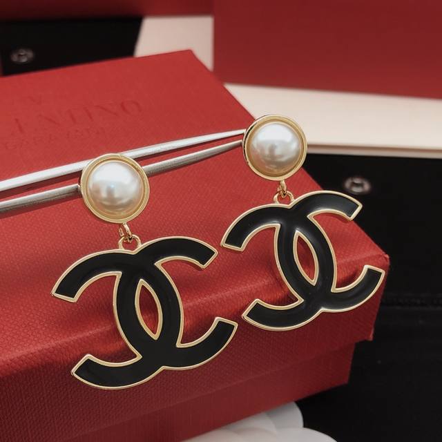 Id Xed0953 Ch*Nel Latest Black Teardrop Earrings, Consistent Zp Brass Material,