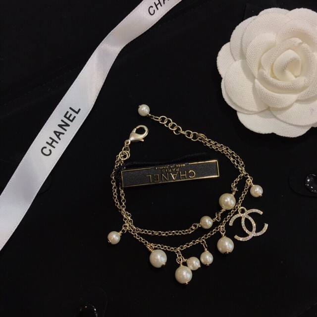 Chanel New Pearl Double-Layer Bracelet Zp Customization ~ Swarovski Crystal And