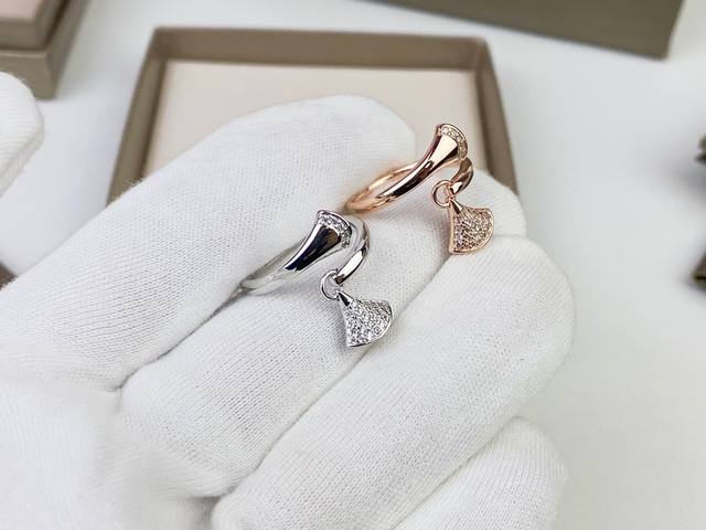 Bvlgari Full Diamond Skirt Ring Diva Skirt Series Fan-Shaped Micro-Set Ring High