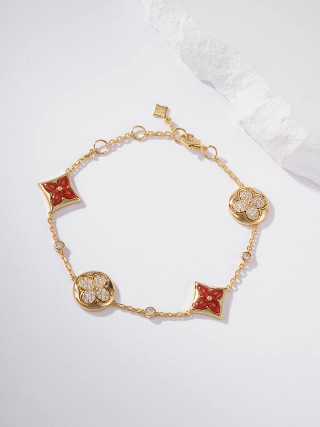 Color Blossom Rose Gold Red Agate Diamond Bracelet Color Blossom Chinese New Yea