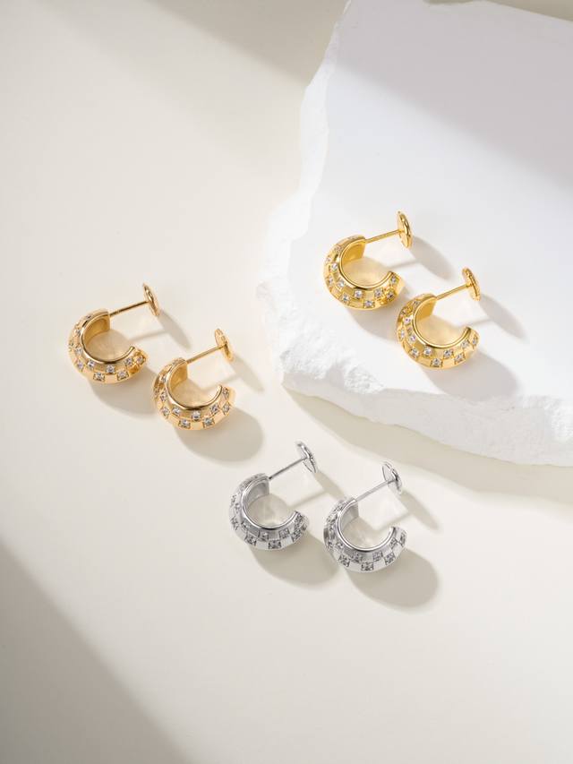 Lv Damier Checkered Jewelry Series Earrings, Inspired By The Checkered Pattern O