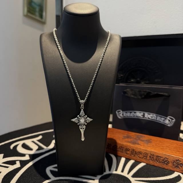 Department Store Quality Chrome Hearts Cross Necklace, Featuring Unique Textured