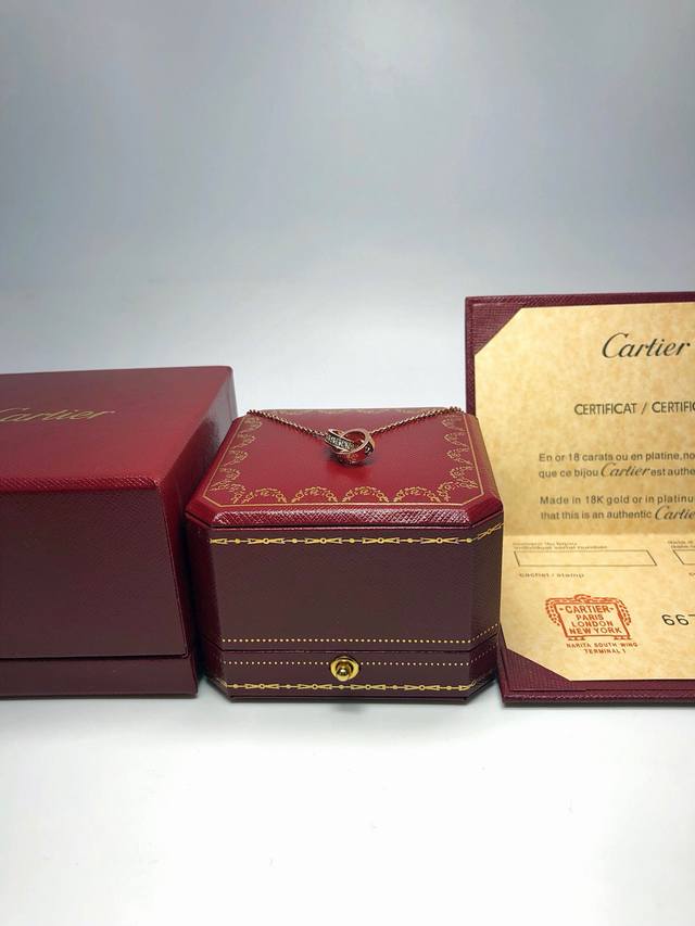 Top-Tier Version Cartier Necklace Love Double-Ring Diamond-Encrusted Necklace Wi