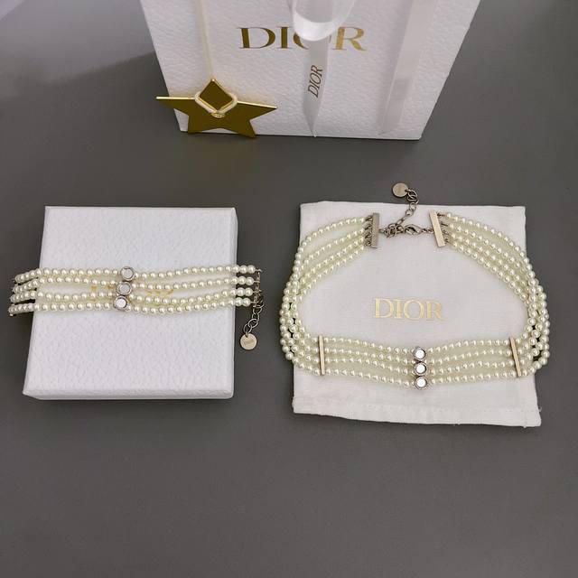 Bracelet, Necklace Our Product D Multi-Mirror Double-Layer Pearl Choker Z 9400,