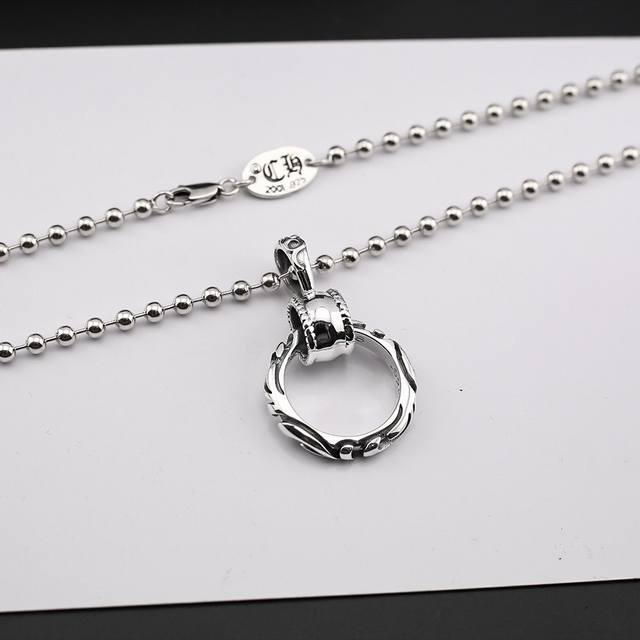 Ch Chrome Hearts New Pattern Round Ring Versatile Pendant Necklace, Simple And E