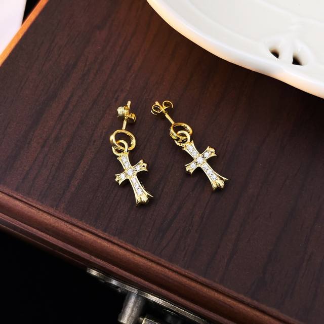 Cross Gold Diamond Ear Studs | Chrome Hearts The Cross Is A Symbol Of Christiani