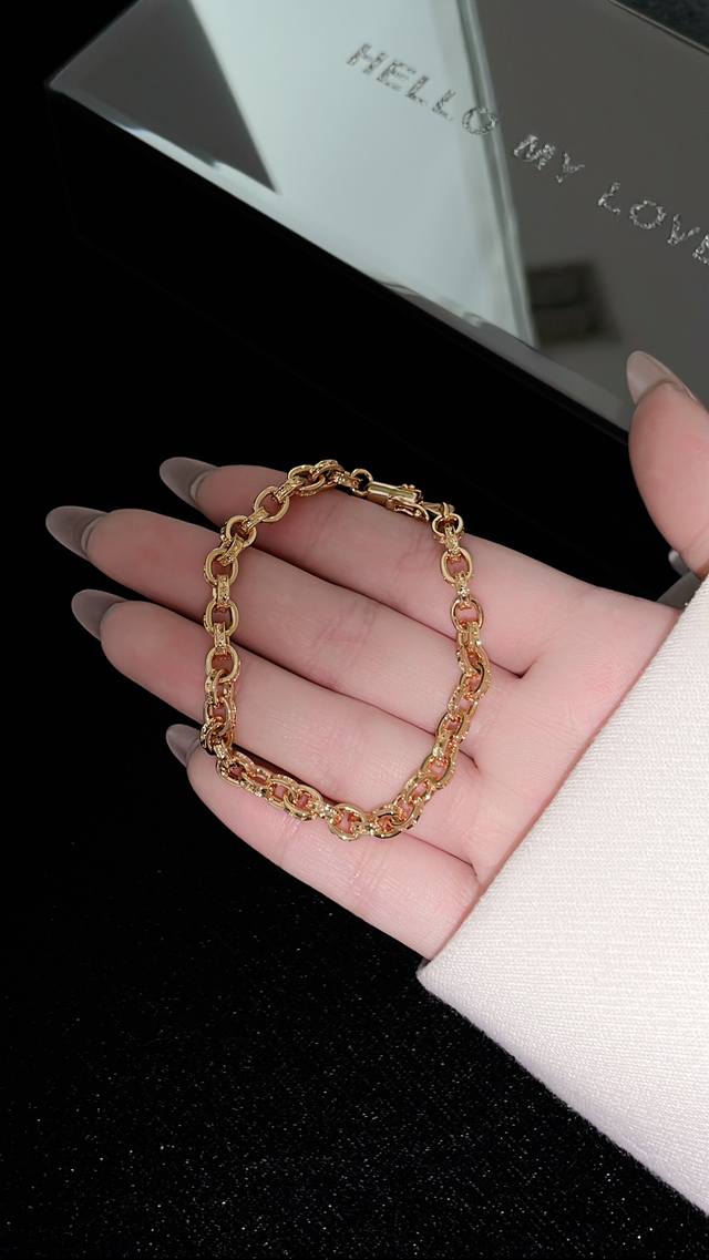 Chrome Hearts 22K Gold-Plated Paper Chain Letter Bracelet. Unmatched Quality, 22