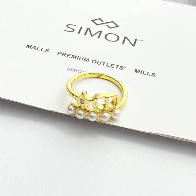 Code R054 Dior Ring Hot-Selling New Arrival Dior Star Pearl Cd Ring Gold-Plated