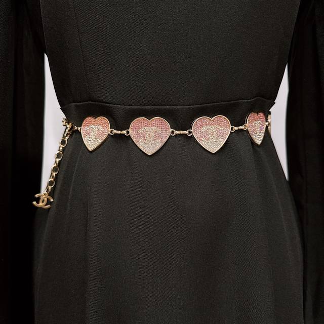 Small Chanel Heart Full-Diamond Waist Chain