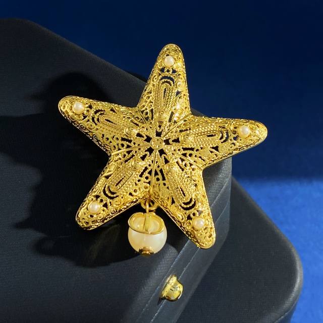 Dior High-End Fashion Design European-Style Metal Openwork Starfish Pendant Pear