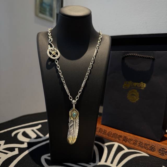 New Arrival Goro's Takahashi Gor Turquoise Feather Pendant, Takahashi Classic Ne