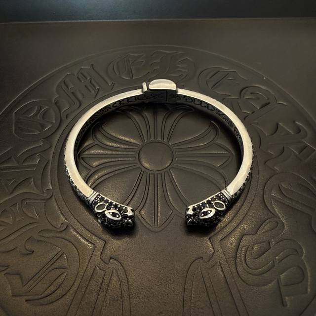 Authentic Chrome Hearts Bracelet, Featuring Unique Textured Patterns And A Disti