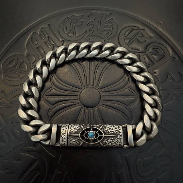 Authentic Chrome Hearts Croce Heart Bracelet, Featuring Unique Textured Patterns