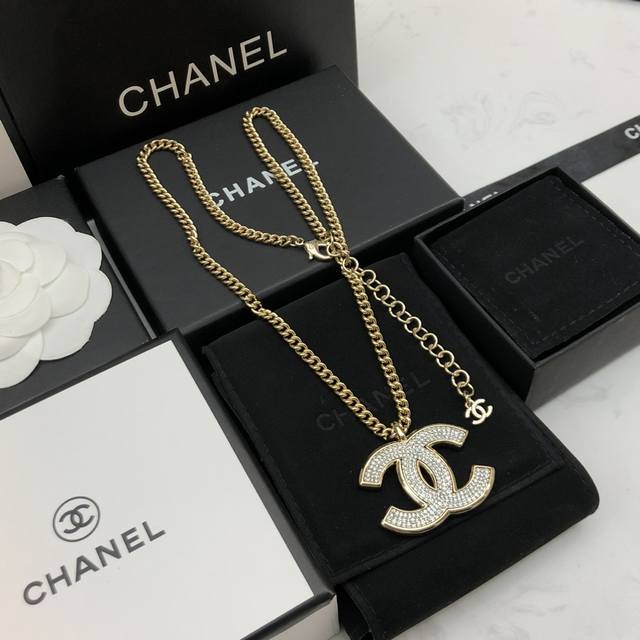 New Chanel Necklace New Chanel Full Diamond Double C Necklace Authentic Single-O