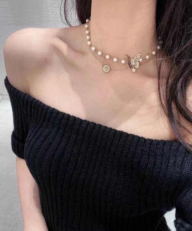 Dior Necklace Hot-Selling New Arrival Dior Butterfly Pearl Necklace Elegant And