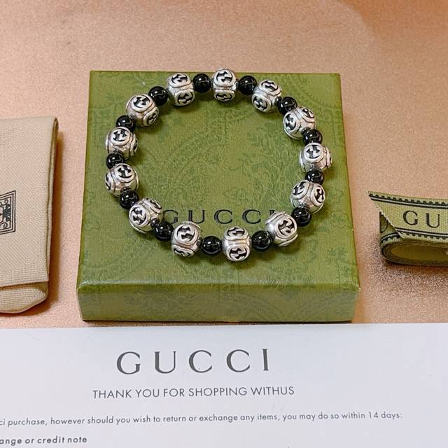 Gucci Bracelet For Men And Women, Latest Natural Black Agate Bracelet With Highe