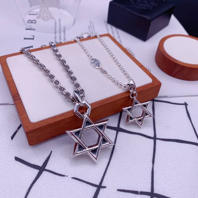 Large And Small 90 Chrome Hearts Crocodile High-End Retro Six-Pointed Star Neckl
