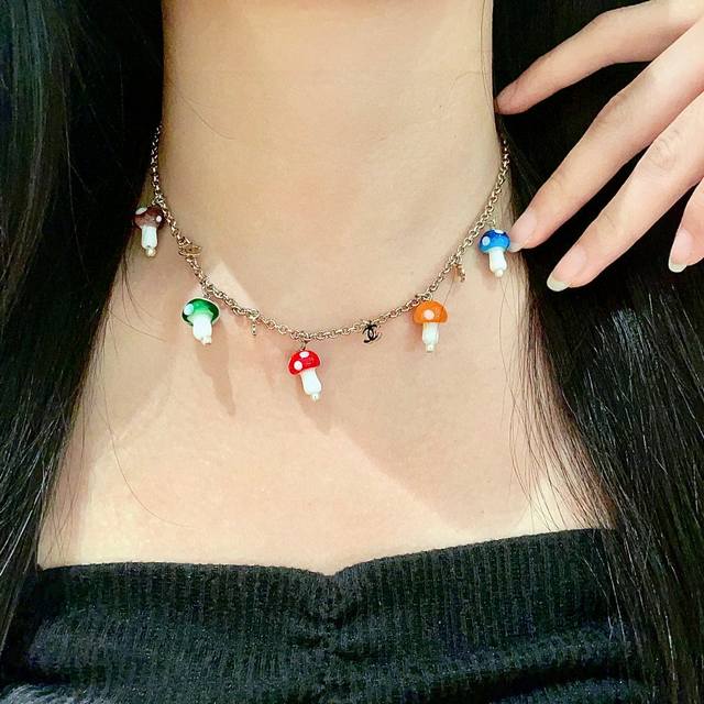Chanel Mushroom Pendant Double C Necklace