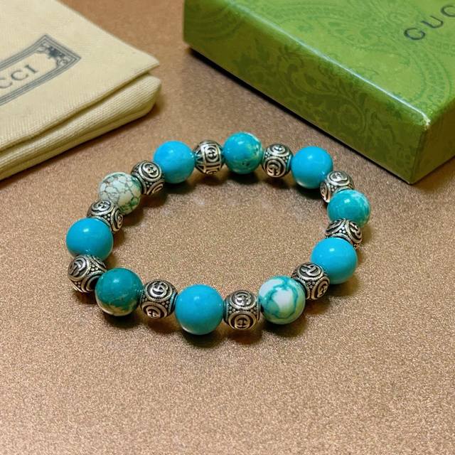 New Arrival: Gucci Bracelet - Luxurious Gucci Bead Bracelet With Turquoise And C