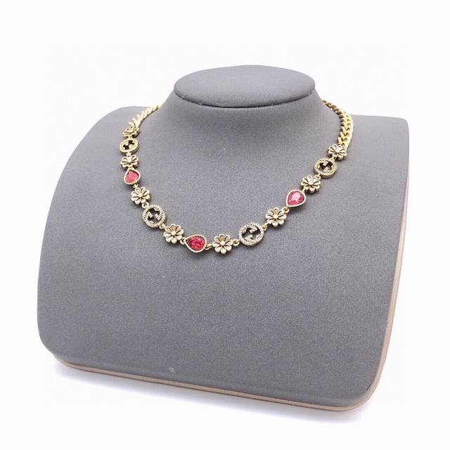 Gxl0027 Gucci New Double G Interlocking Flower Necklace