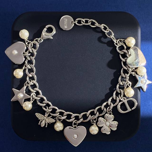 Da94 Dior High-End Fashion Pearl-Finished Heart-Shaped Five-Pointed Star Four-Le