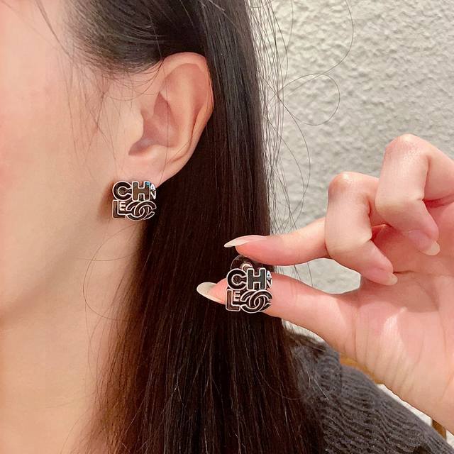 Chanel Double C Letter Ear Studs