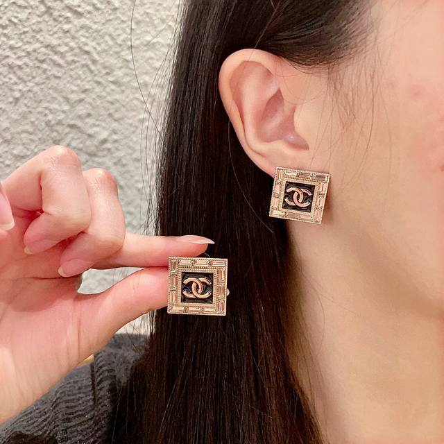 Chanel Square Double C Earrings