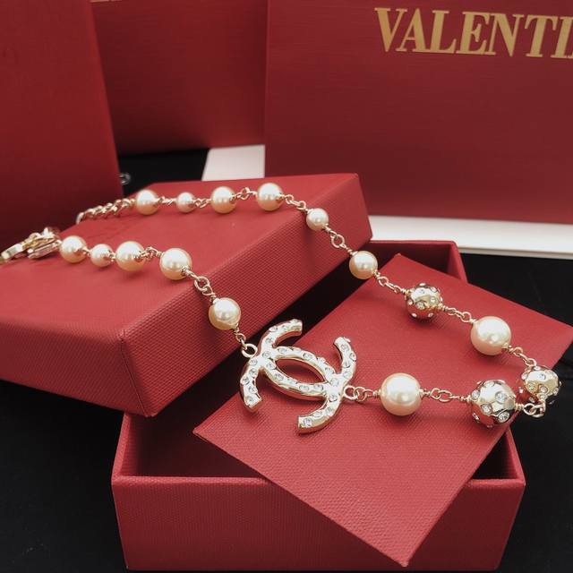 Code Xxl0343 Ch*Nel Latest Round Pearl Diamond-Studded Necklace, Consistent Zp B
