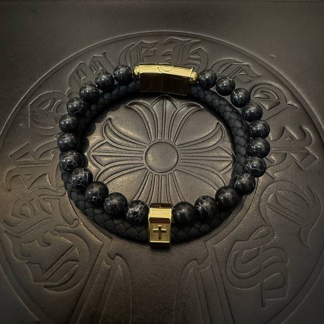 New Arrival, Boutique Quality Chrome Hearts Cross Double-Layer Genuine Leather B