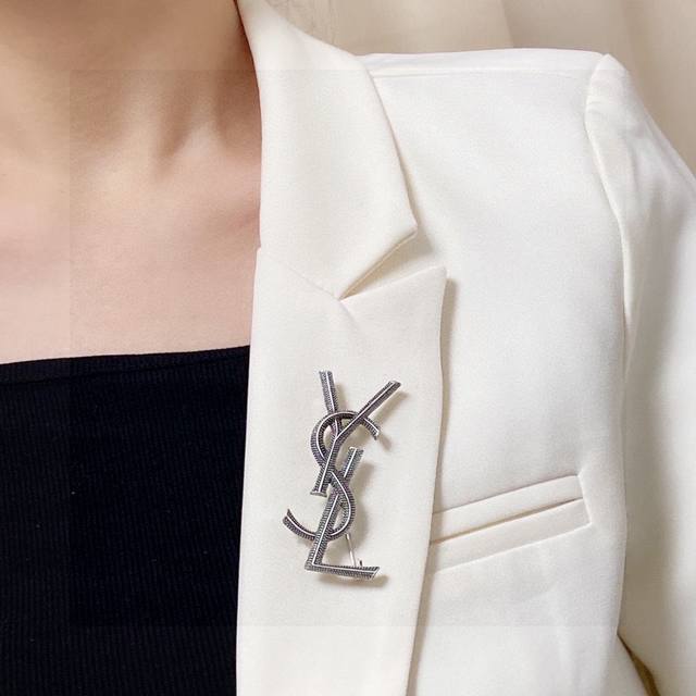 Ysl Saint Laurent Counter New Vintage Silver Brooch, The Most Understanding Acce