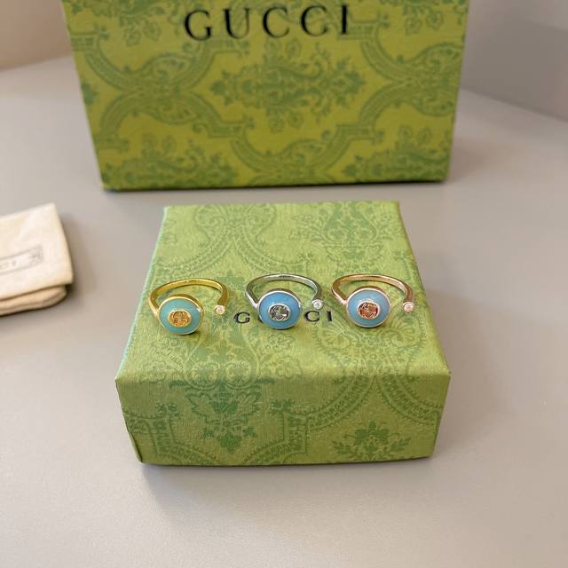 Gucci Interlocking Series Three-Color 18K Gold Ring (Sizes Available)