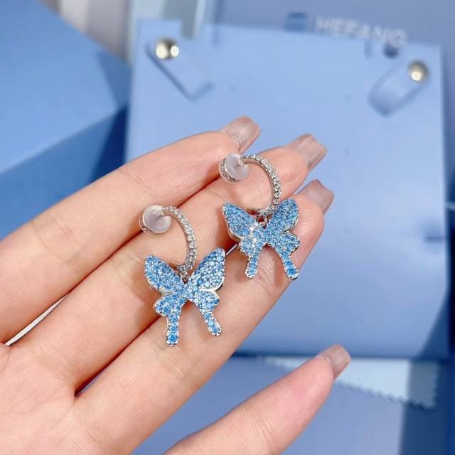 New Arrival Hefang Shimmering Butterfly Earrings.