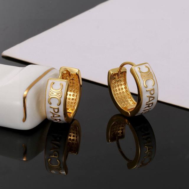 Celine Earrings New Design Classic Gold Tone Distinctive Braided Design Compact