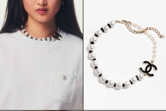 Chanel 25C Double C Pearl Necklace, 25C Early Spring New Arrival Necklace An Abs