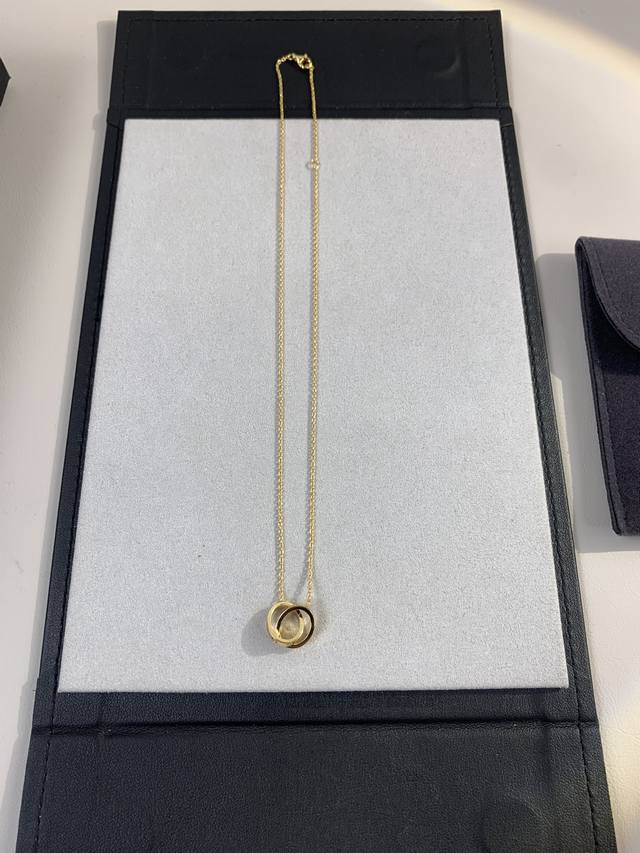 Diamond-Free Double Ring Necklace. Love Double Ring Necklace In Rose Gold. The C