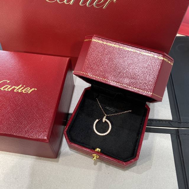 Nail-Shaped Necklace With Diamonds, Perfect Quality. It's A Double-Sided Design,