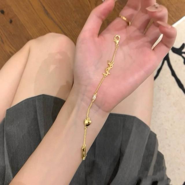New Arrival Ysl Saint Laurent Letter High-Quality Gold And Silver Diamond-Studde