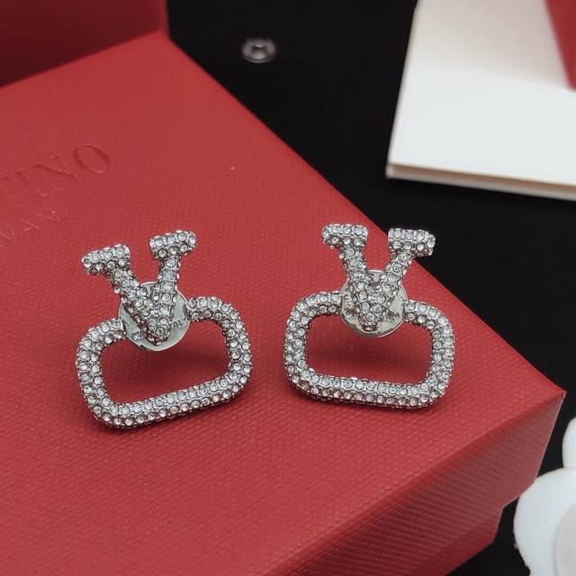 Number Ved0089 Valentino Earrings With Diamond-Encrusted Silver Full Diamonds