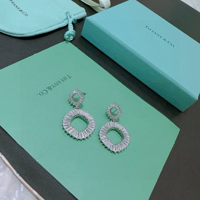 Exclusive Custom-Made Tiffany Earrings Commemorative Edition. Teardrop-Shaped St