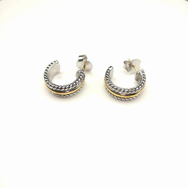 New Arrival David Yurman 15.6Mm Two-Tone Half-Circle Earrings. Model Number Dyeh