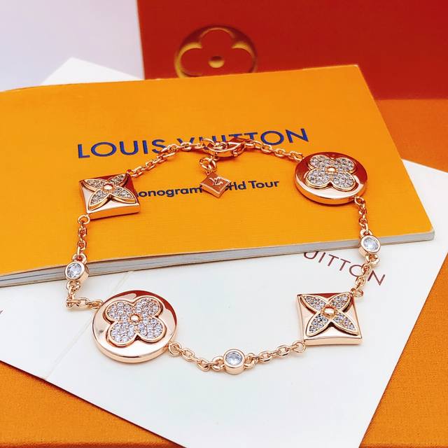 Id Lsl0050 Lv*Latest Rose Gold-Plated Diamond Flower Bracelet, Zp Brass Material